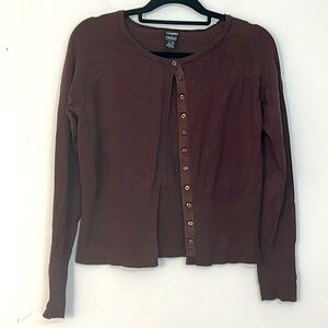 🌞 Tangents Vintage brown silk blend button up knit cardigan sweater women L